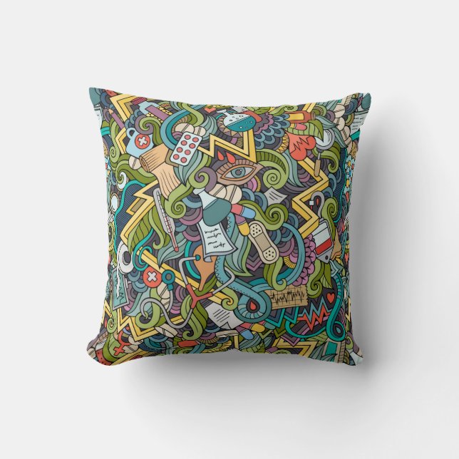 Abstract Art Medical Icon Pattern Cushion (Front)