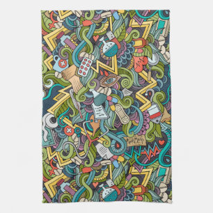 Abstract Art Medical Icon Pattern Tea Towel