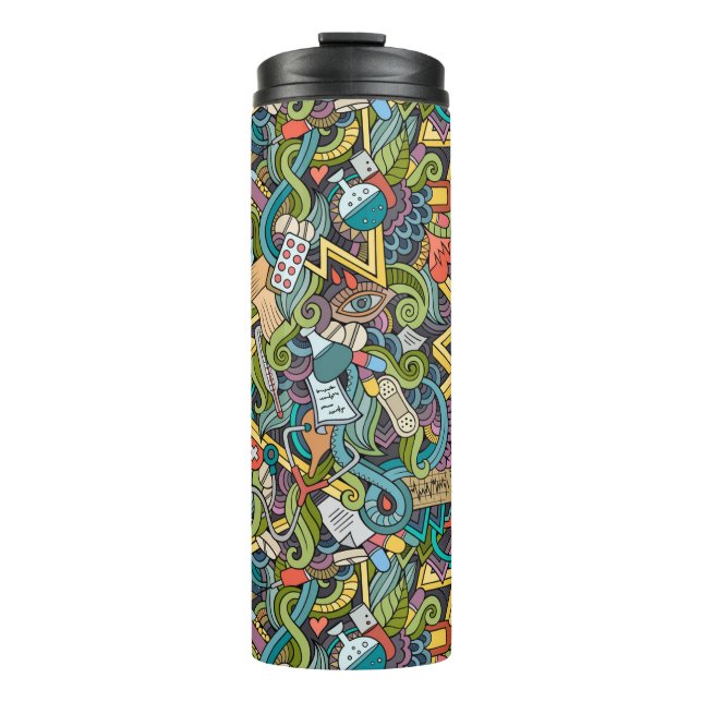 Abstract Art Medical Icon Pattern Thermal Tumbler (Front)