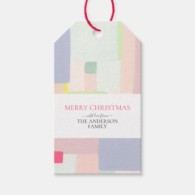 Abstract Art Merry Christmas Gift Tag (Front)
