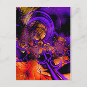 Abstract Art Metal Purple Orange Crochet Zizzago Postcard