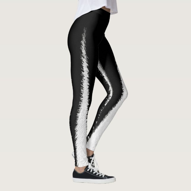 Abstract Art Minimalism Black White Lines Leggings (Right)