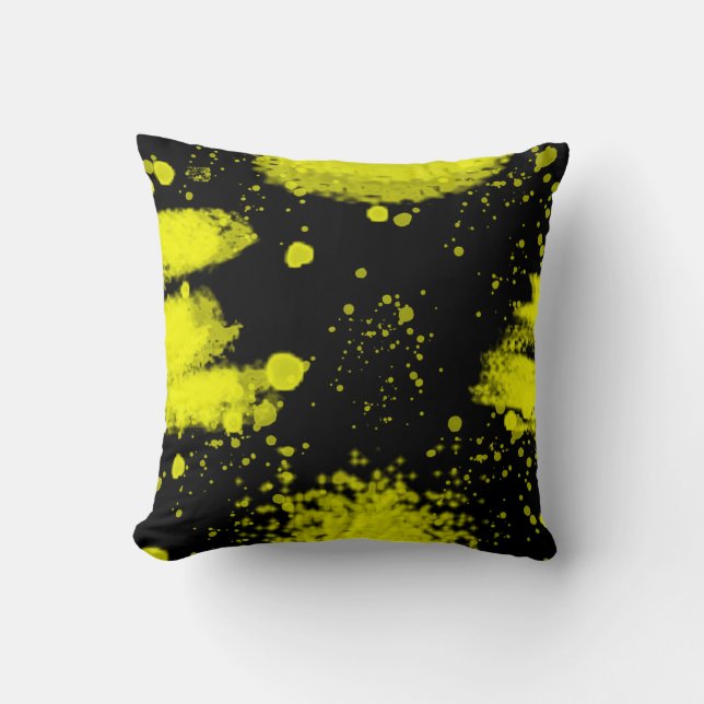 Abstract Art Minimalism Black Yellow Cushion (Front)