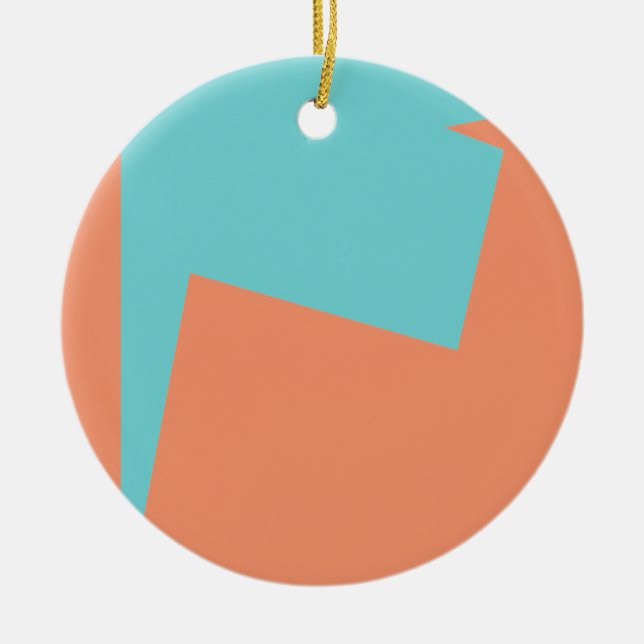 Abstract Art Minimalism Blue White Ceramic Ornament (Front)
