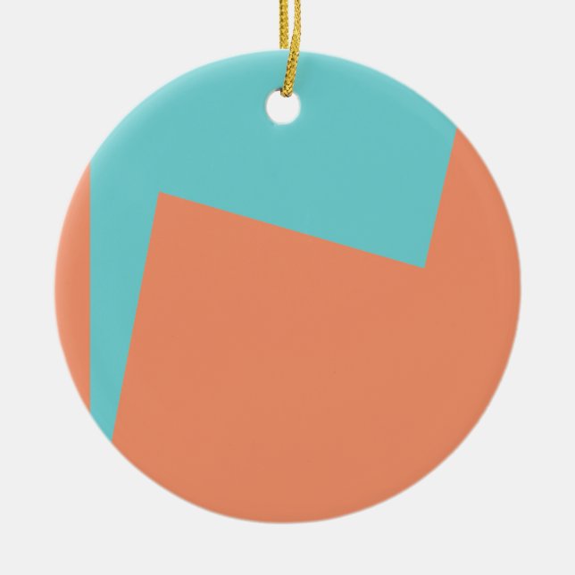 Abstract Art Minimalism Blue White Ceramic Ornament (Front)