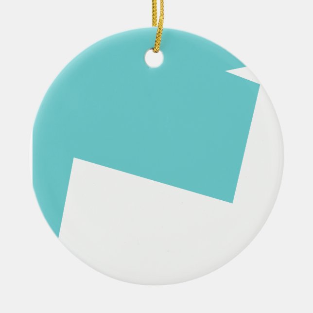 Abstract Art Minimalism Blue White Ceramic Ornament (Front)