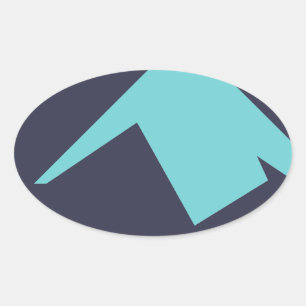 Abstract Art Minimalism Blue White Oval Sticker