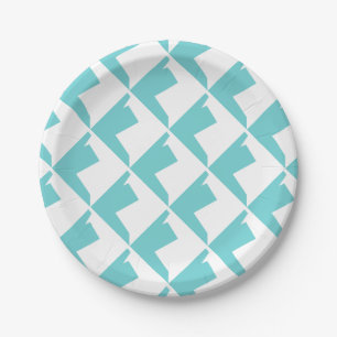 Abstract Art Minimalism Blue White Paper Plate