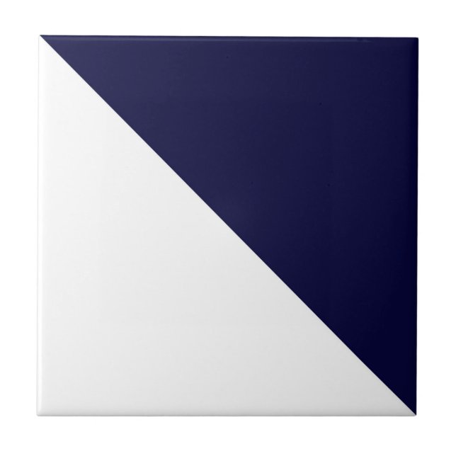 Abstract Art Minimalism Dark Blue White Ceramic Tile (Front)