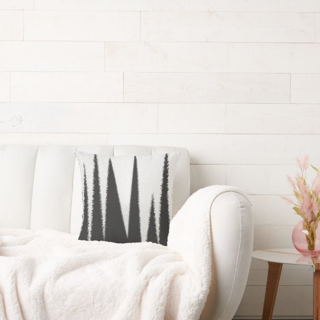 Abstract Art Minimalism Grey White Lines Cushion (Couch)