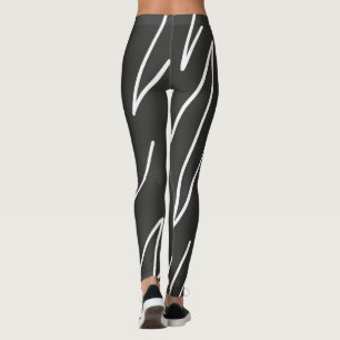 Abstract Art Minimalism Grey White Lines Leggings