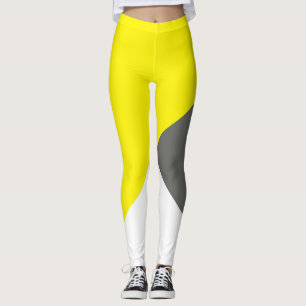 Abstract Art Minimalism Grey Yellow White Leggings