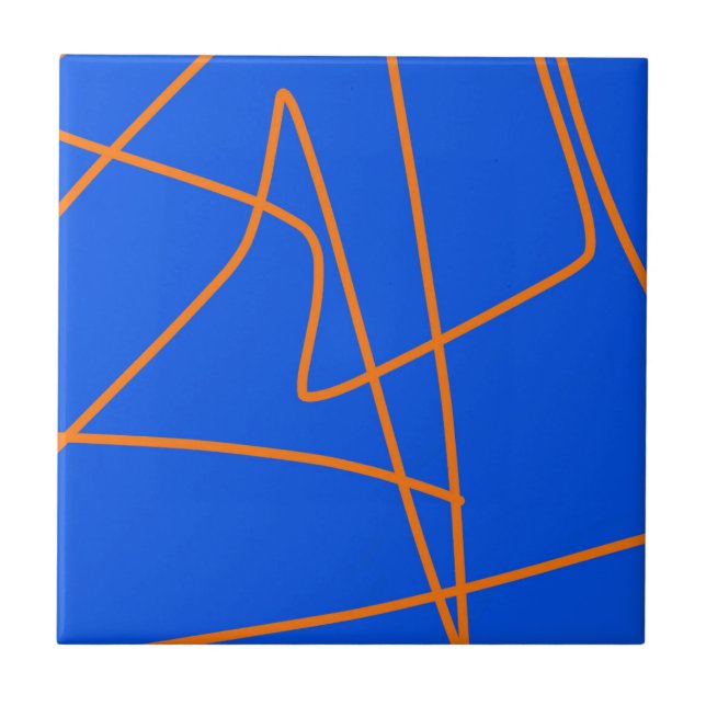 Abstract Art Minimalism Pastel Orange Blue Ceramic Tile (Front)