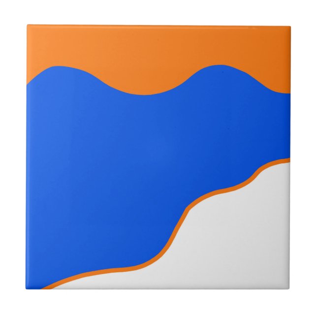 Abstract Art Minimalism Pastel Orange Blue Ceramic Tile (Front)