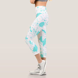 Abstract Art Minimalism Pastel Turquoise Capri Leggings