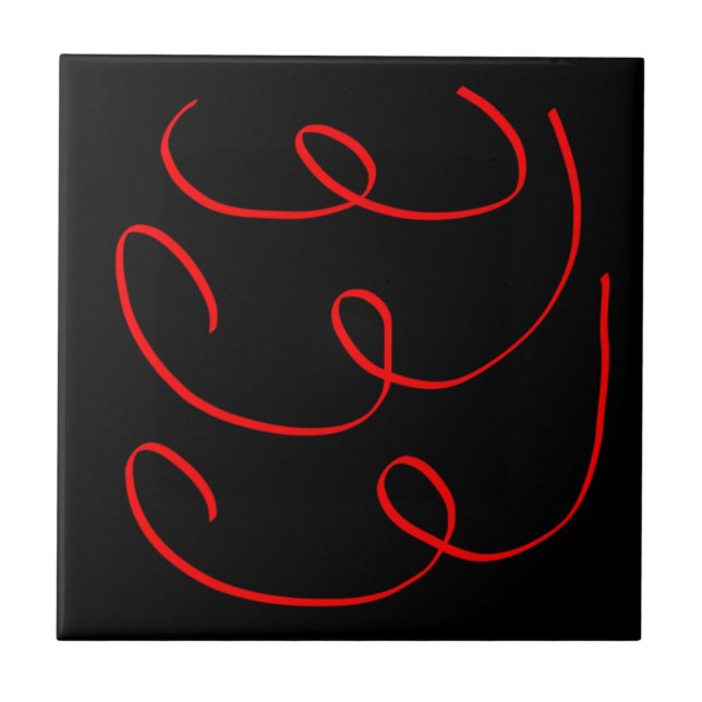 Abstract Art Minimalism Ribbons Ceramic Tile (Front)