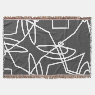 Abstract Art Minimalism White Lines Blue Blanket