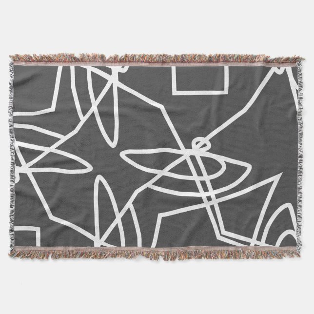 Abstract Art Minimalism White Lines Blue Blanket (Front)
