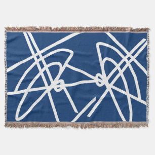 Abstract Art Minimalism White Lines Blue Blanket