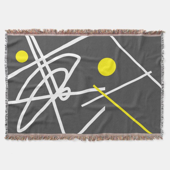 Abstract Art Minimalism Yellow Dot Grey Blanket (Front)