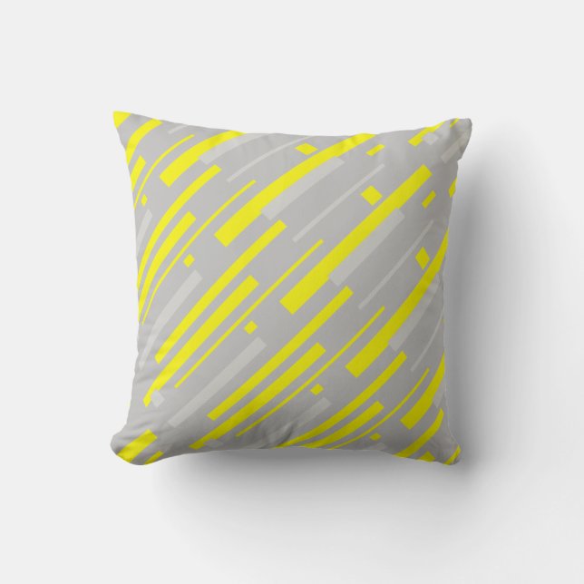 Abstract Art Minimalism Yellow Grey Pillow Cushion (Front)