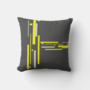 Abstract Art Minimalism Yellow Grey Pillow Cushion