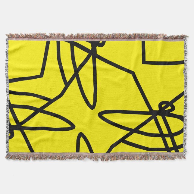Abstract Art Minimalistic Yellow Black Blanket (Front)