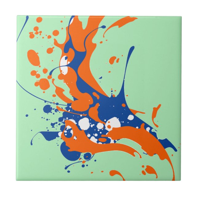 Abstract Art Mint Green Modern Art paint splash Ceramic Tile (Front)