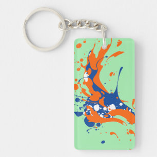 Abstract art mint green modern art paint splash key ring