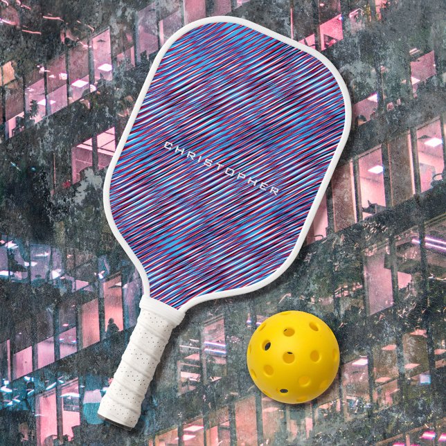 Abstract Art Modern Blue & Red Moiré Effect Custom Pickleball Paddle (Creator Uploaded)