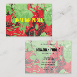 Abstract Art Modern Elegant Red And Green Business Card