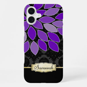 Abstract Art Modern Floral Purple Black Gold iPhone Case
