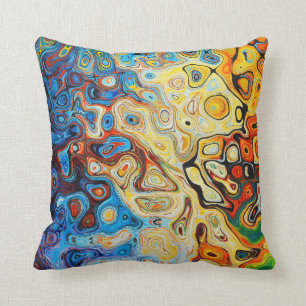 Abstract Art Modern Yellow Orange Blue Cushion