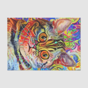 Abstract Art Mosaic Cat Decoupage Tissue Paper