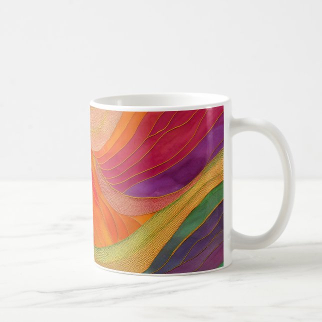 Abstract Art mug with orange, green, red colours (Right)