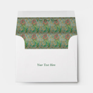 abstract art multicolored green posing lady retro envelopes