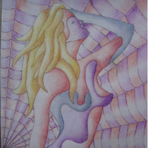 abstract art multicolored pink posing lady retro jigsaw puzzle