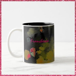 Abstract Art Noir Black Pink and Gold Two-Tone Coffee Mug