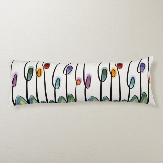 Abstract art nouveau style tulips body cushion (Back)