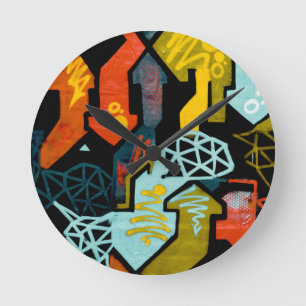 Abstract Art of Arrows Round Clock