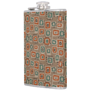 Abstract Art Old Cloth Patches Hip Flask
