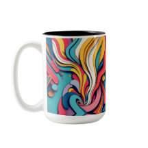 Abstract Art on Coffee Two Tone Mug