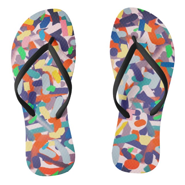 Abstract Art Paint Brushes Positive Flip Flops (Footbed)