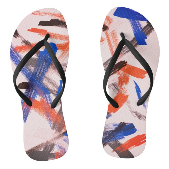 Abstract Art Paint Brushes Positive Flip Flops (Footbed)