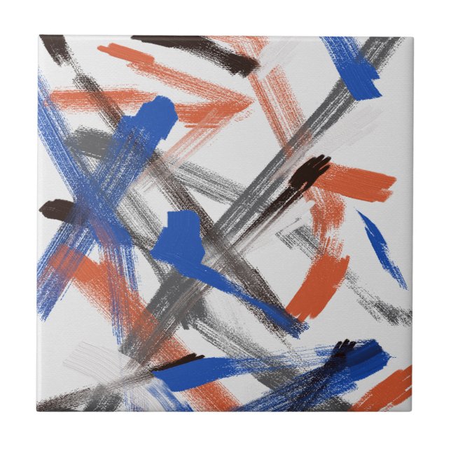 Abstract Art Paint Brushes Positive Vibes Ceramic Tile (Front)