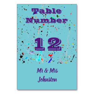 Abstract Art Paint Splashes and Spots Table Number