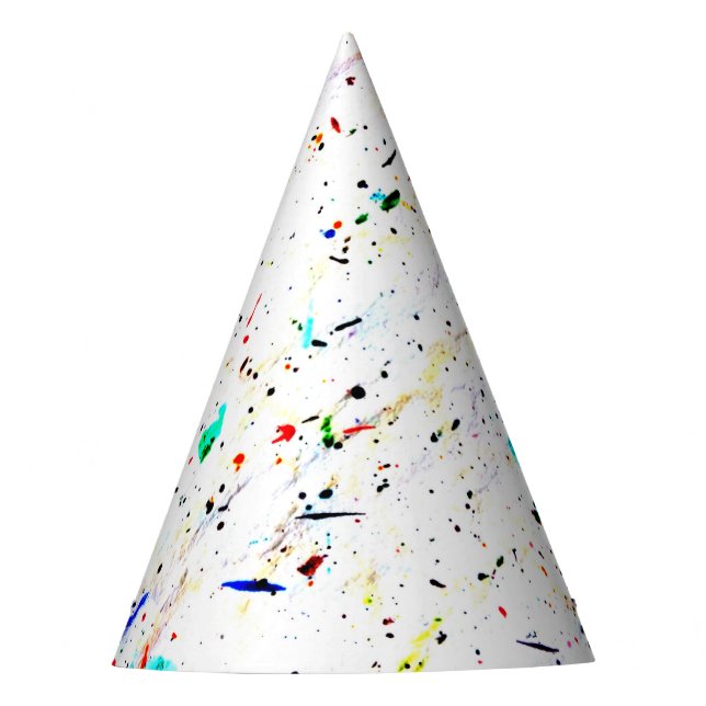 Abstract Art Paint Splashes Spotty Party Hat (Front)