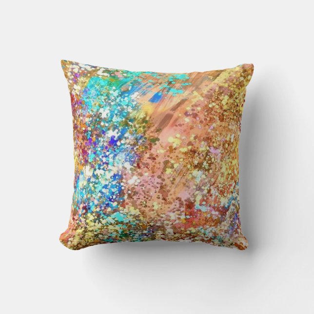 Abstract Art Paint splatters and Flicks Cushion (Front)