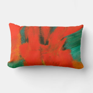 Abstract Art Painting Red Orange Gold Green Lumbar Cushion