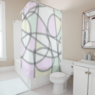 Abstract Art Pale Beige Coral Pink Yellow Shower Curtain